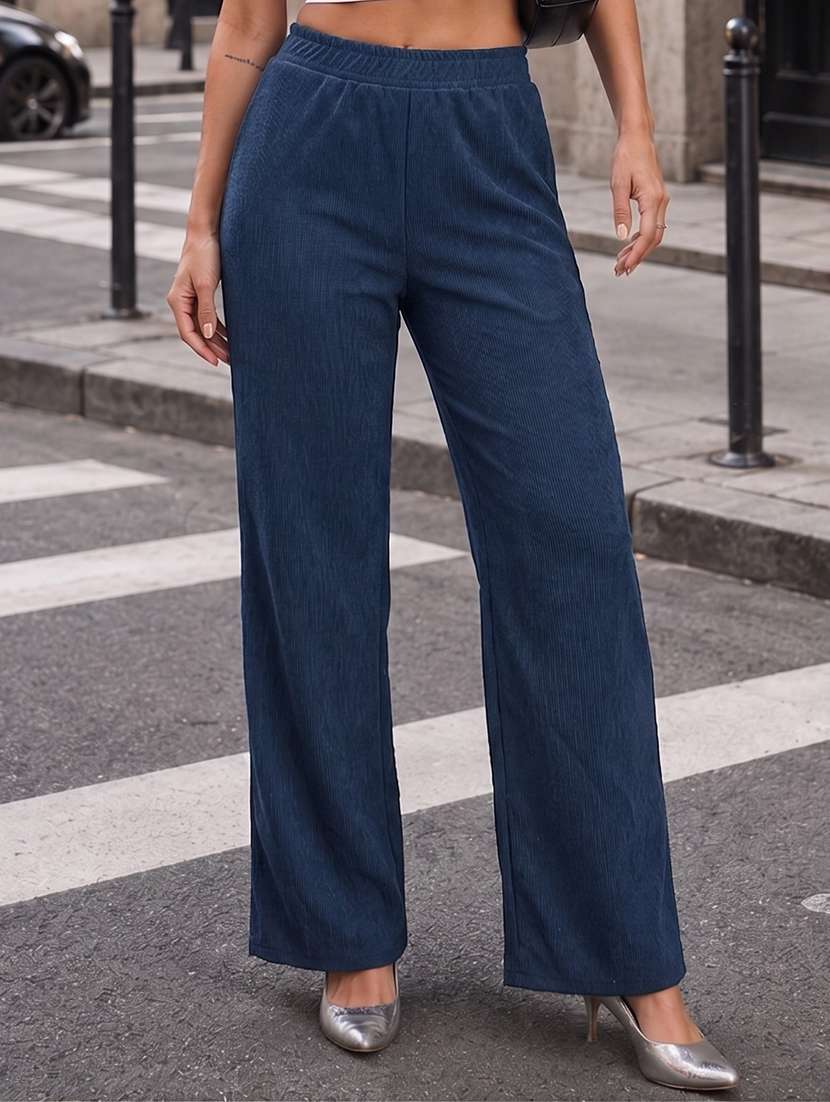 women textured high rise straight trouser - 22594219 -  Standard Image - 1