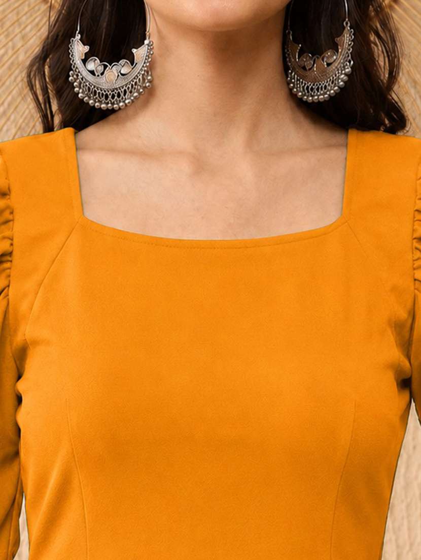 women solid puff sleeve peplum top - 22594245 -  Standard Image - 1