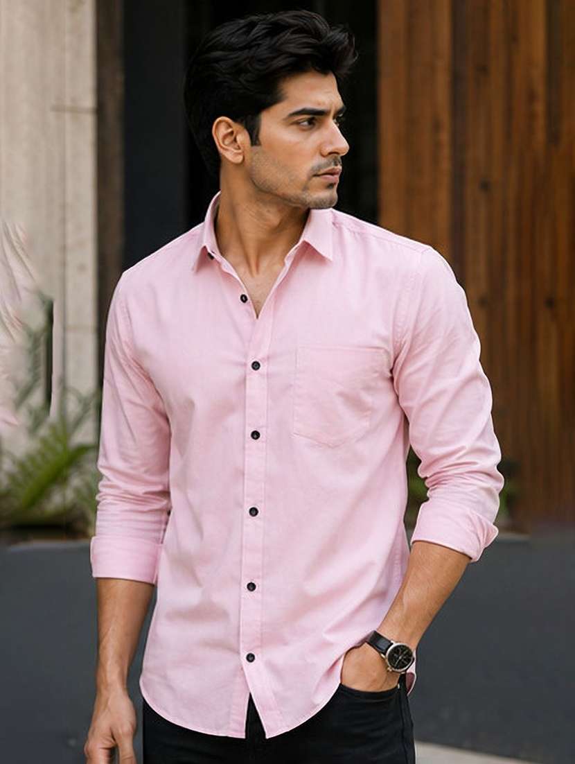 men solid long sleeve regular fit casual shirt