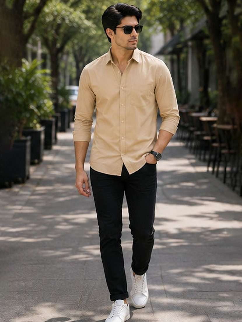 Men Solid Long Sleeve Regular Fit Casual Shirt - 22594268 -  Standard Image - 4