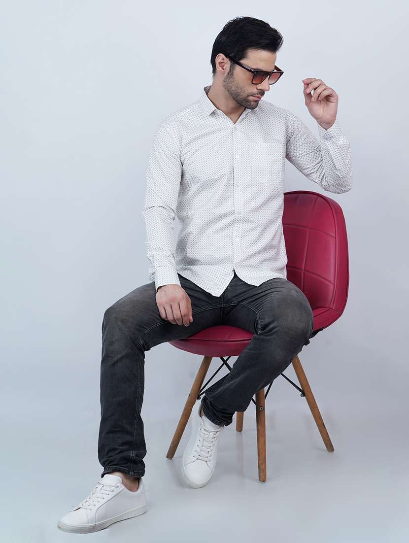 men printed long sleeve regular fit casual shirt - 22594299 -  Standard Image - 4