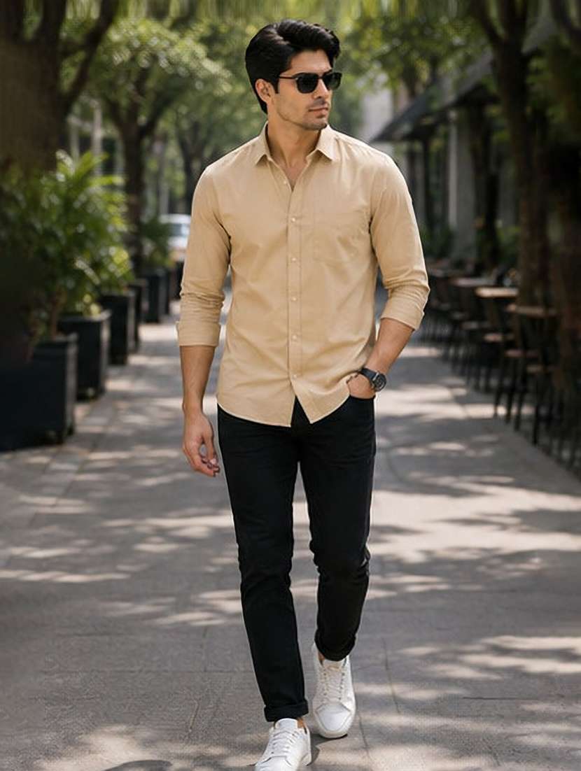 Men Solid Long Sleeve Regular Fit Casual Shirt - 22594306 -  Standard Image - 4