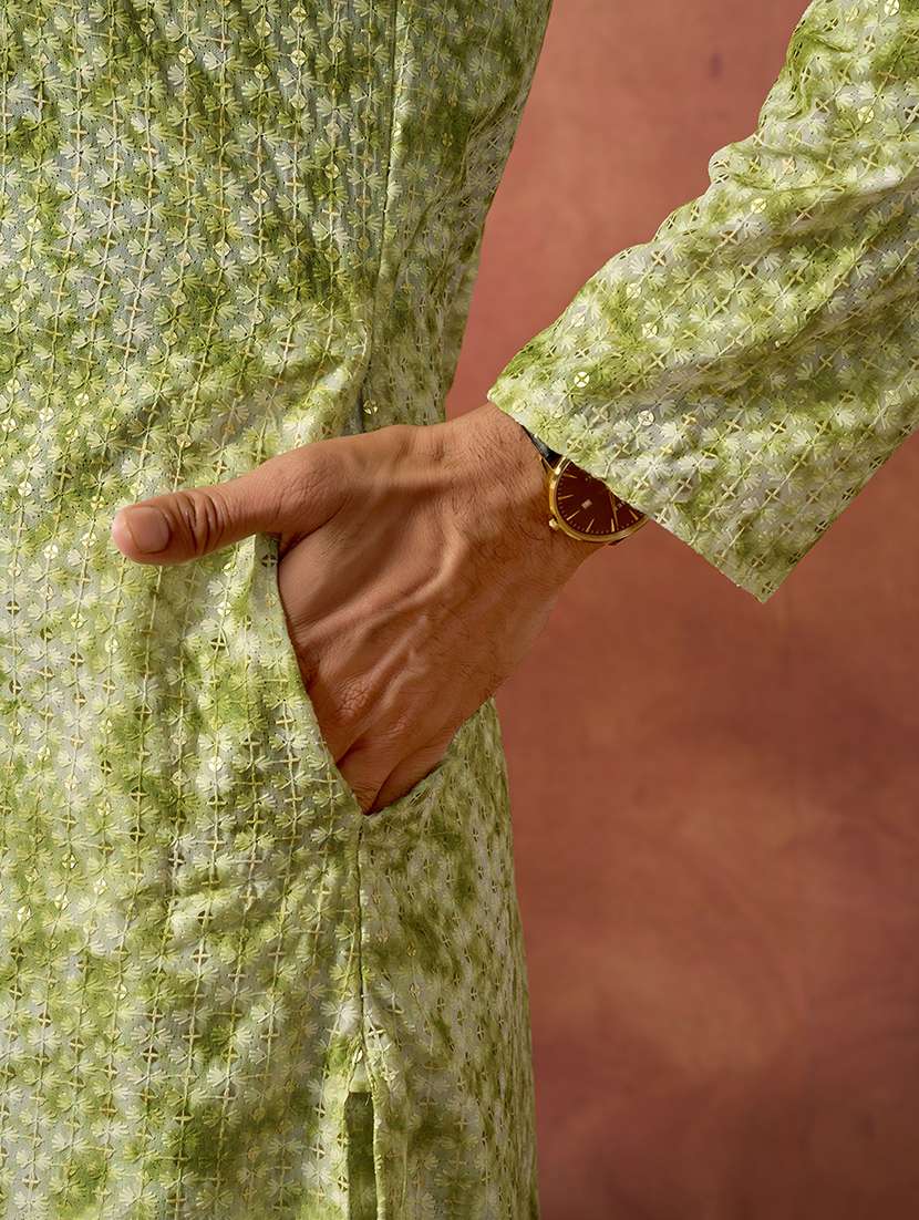 men printed mandarin neck kurta pyjama set - 22594432 -  Standard Image - 4