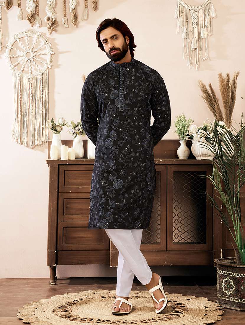 Men Embroidered Mandarin Neck Kurta Pyjama Set - 22594469 -  Standard Image - 1