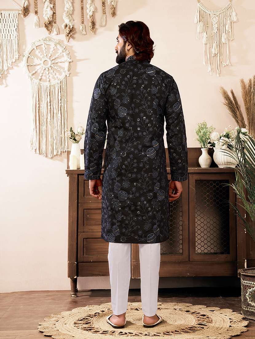 Men Embroidered Mandarin Neck Kurta Pyjama Set - 22594469 -  Standard Image - 4