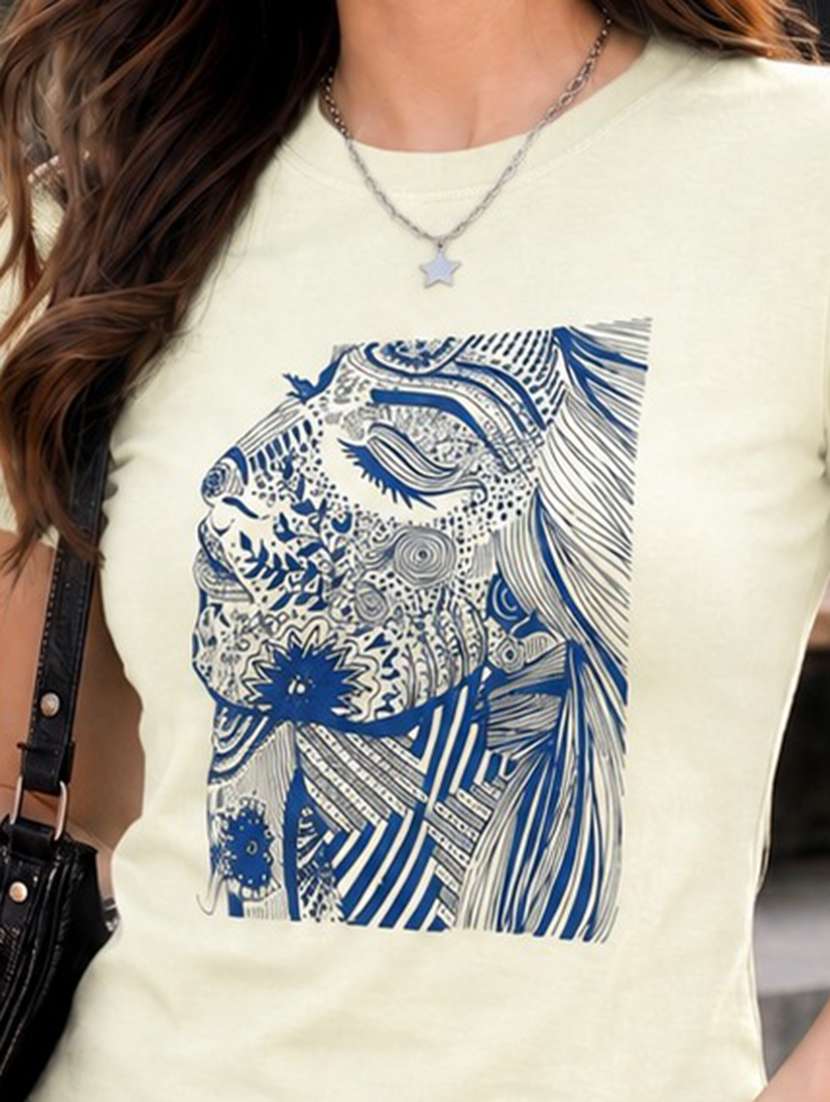 women printed short sleeve regular fit t-shirt - 22594541 -  Standard Image - 1