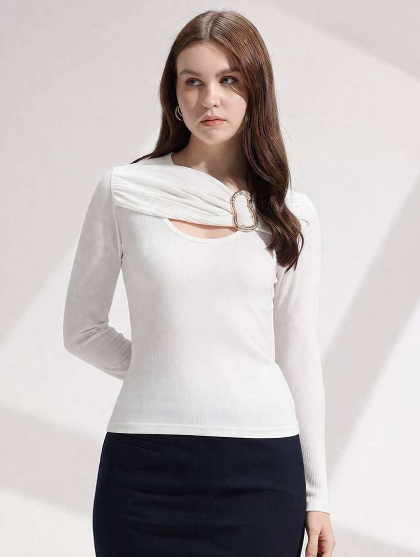 women solid long sleeves regular top - 22594557 -  Standard Image - 1