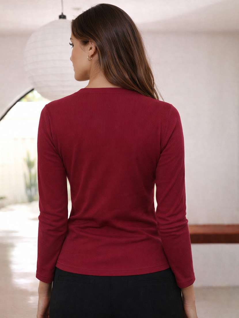 women solid long sleeves regular top - 22594560 -  Standard Image - 4