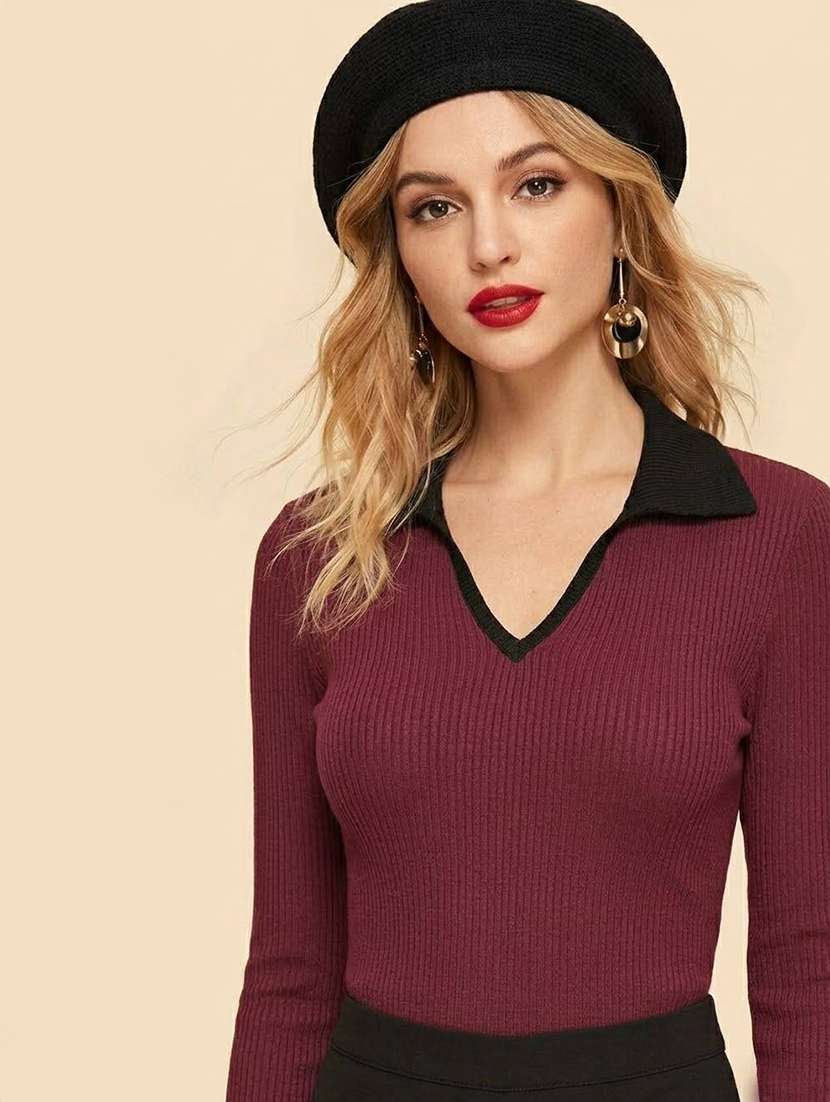women solid long sleeves regular top - 22594563 -  Standard Image - 1