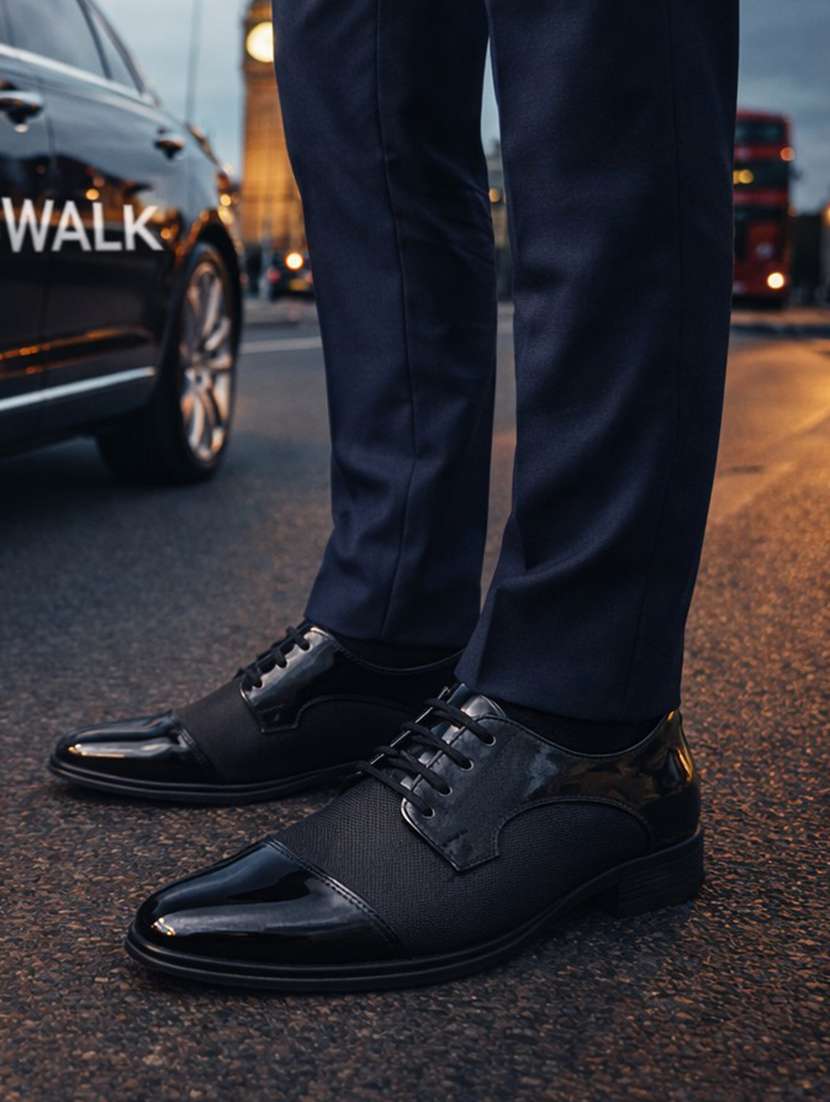men textured lace up derby shoes - 22594574 -  Standard Image - 4
