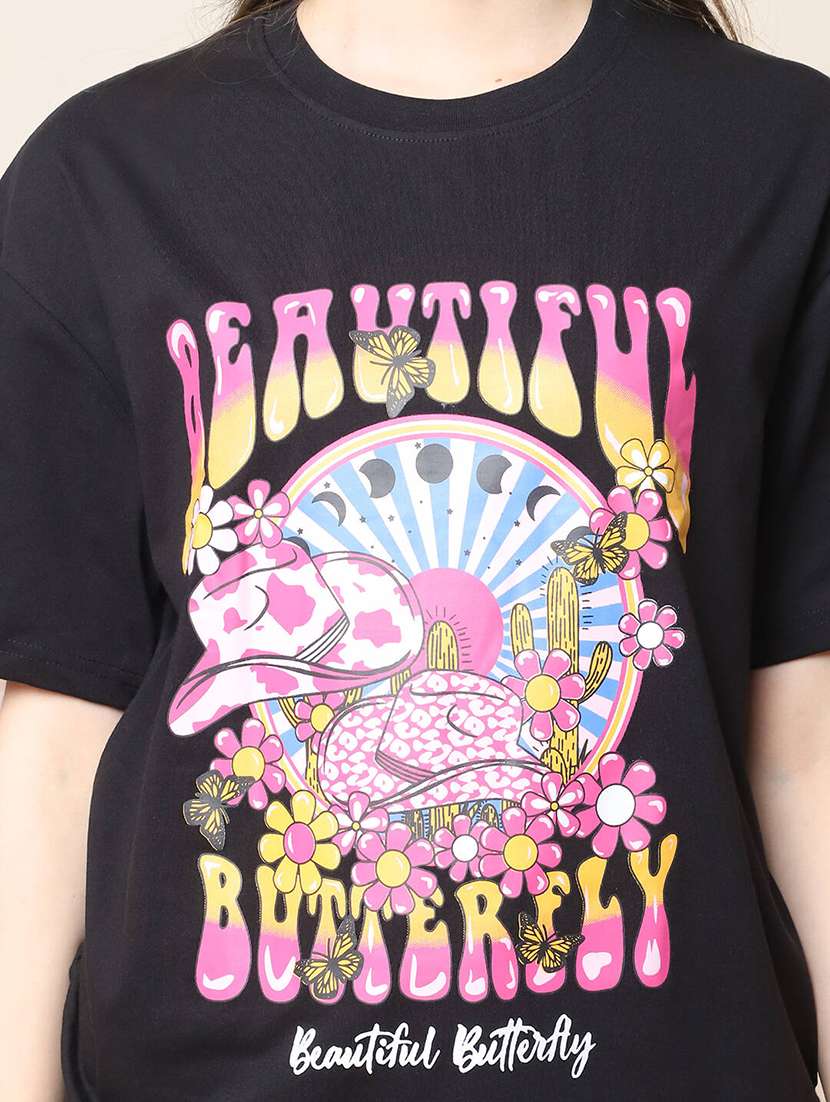 women printed short sleeve oversized t-shirt - 22594600 -  Standard Image - 1