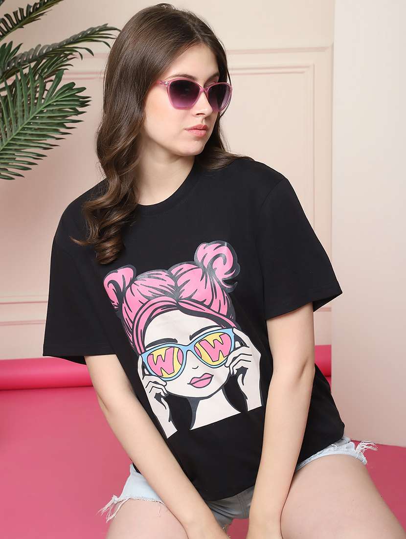 women printed short sleeve oversized t-shirt