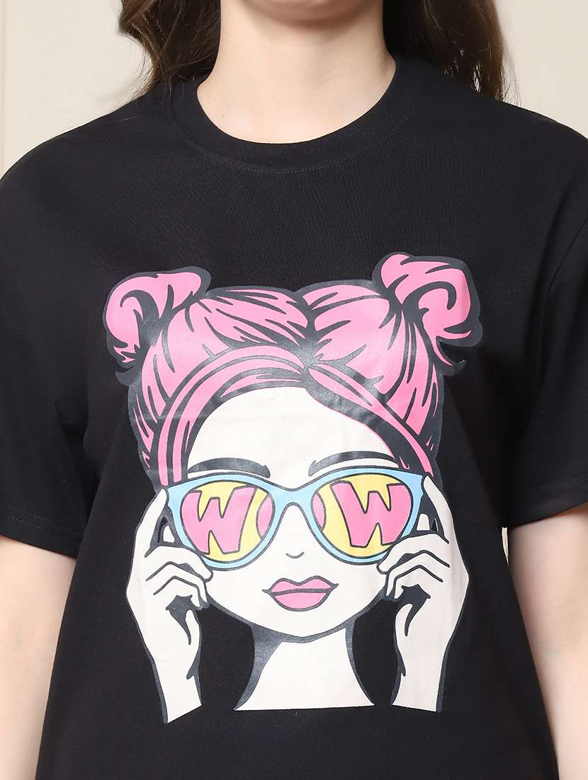 Women Printed Short Sleeve Oversized T-shirt - 22594604 -  Standard Image - 1