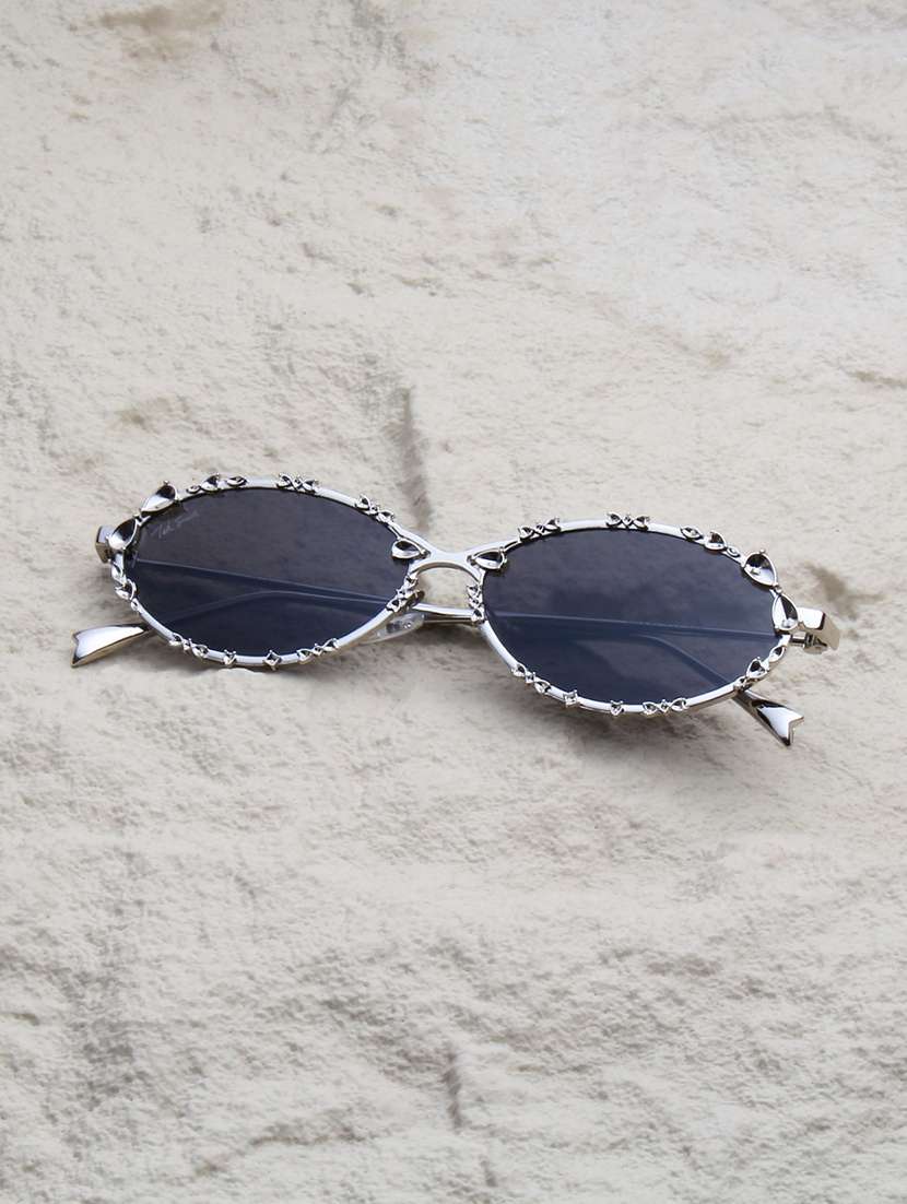 ted smith women's grey oval sunglasses
