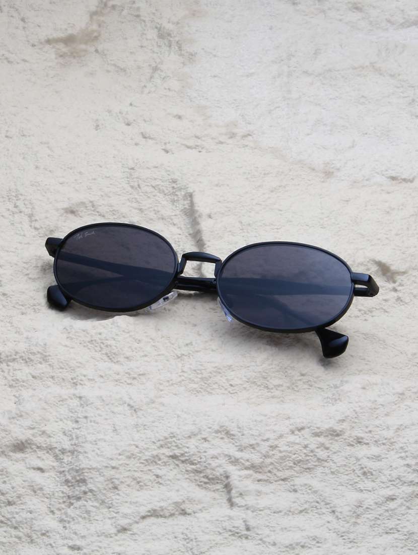 men oval metal frame sunglasses