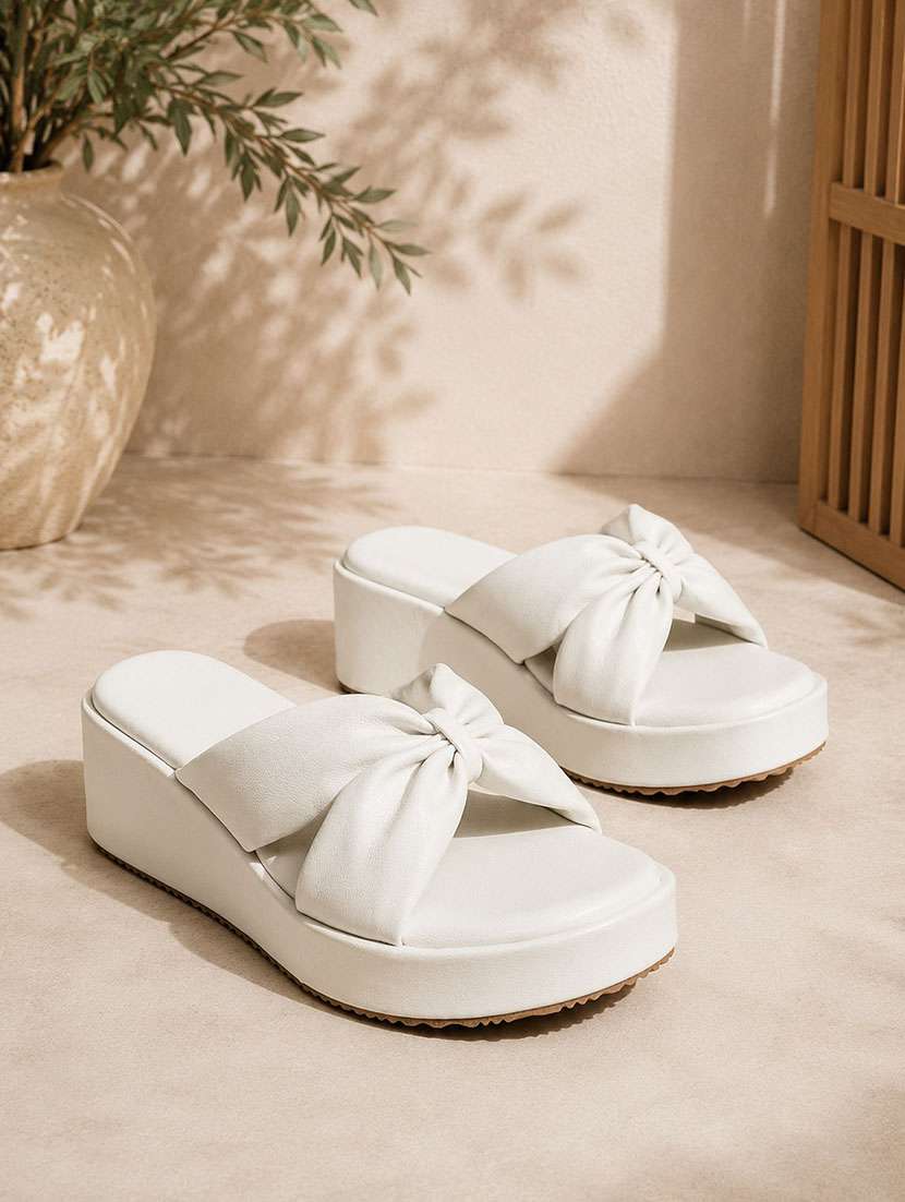 women solid slip on wedges