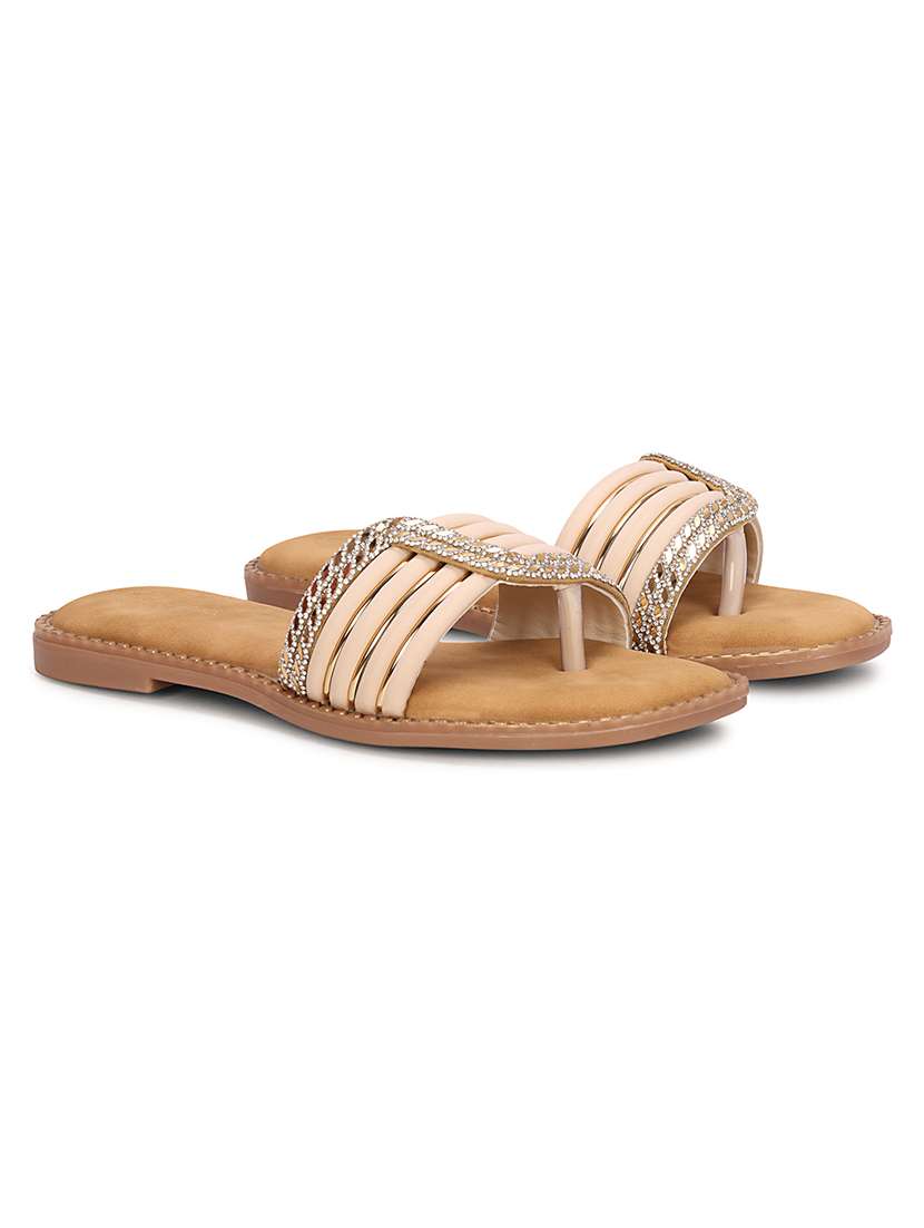 women embellished toe separator flats - 22594764 -  Standard Image - 1