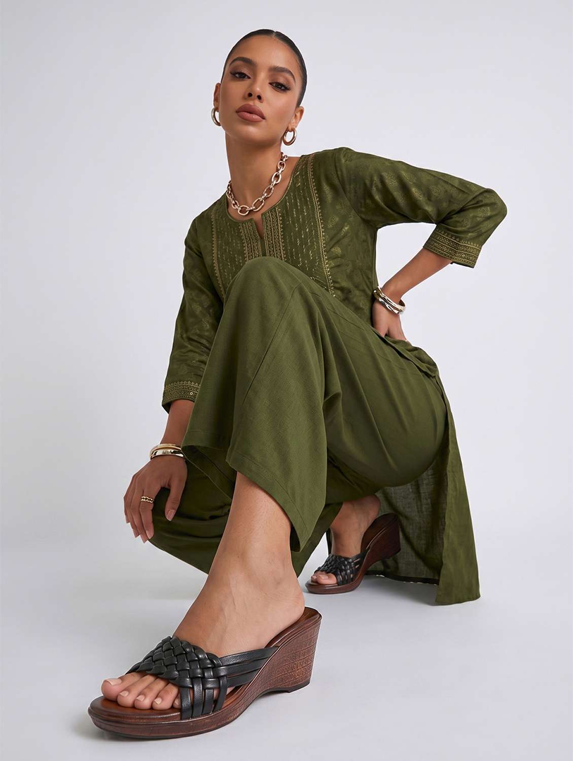 women textured slip on wedges - 22594901 -  Standard Image - 4