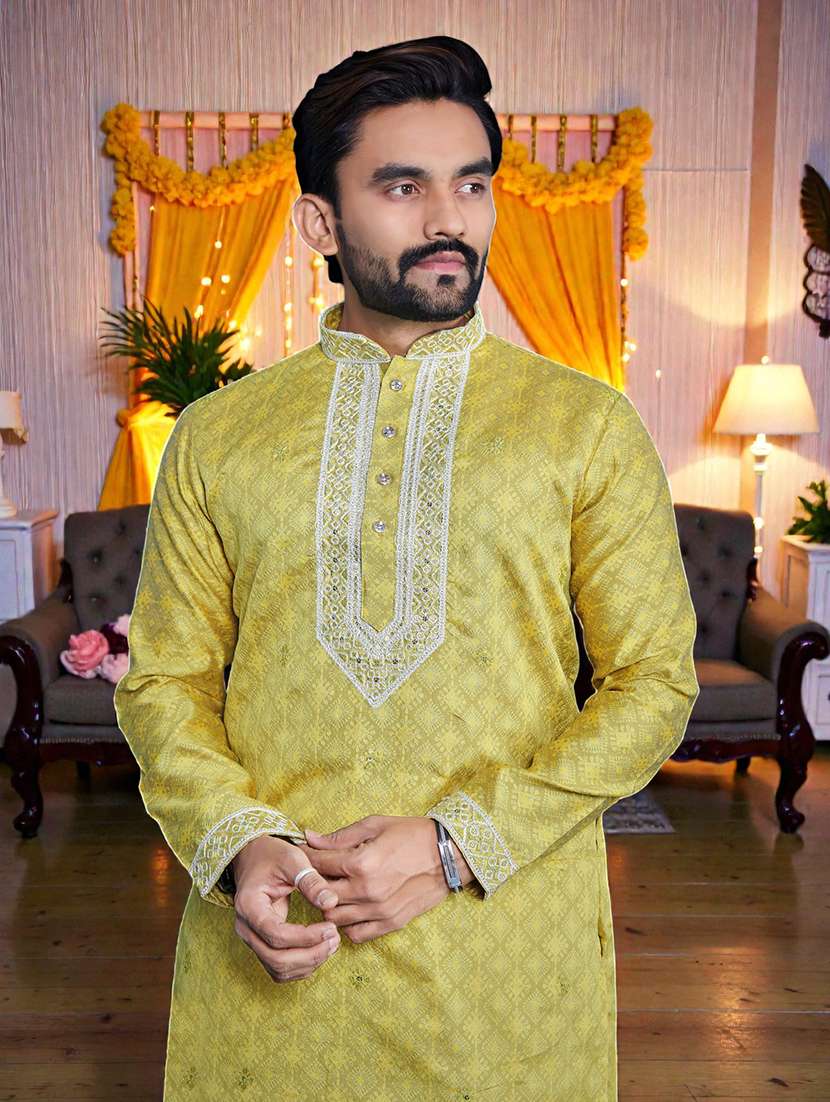 men printed mandarin neck short kurta - 22595264 -  Standard Image - 1