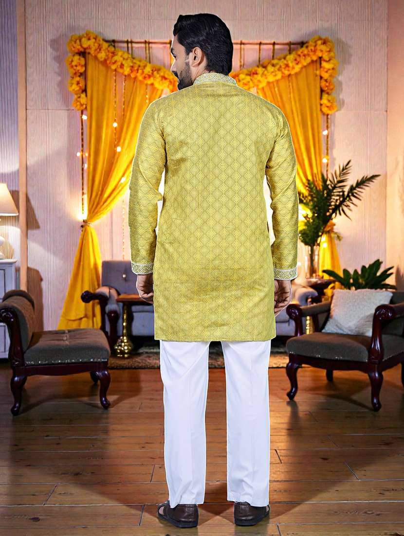 men printed mandarin neck short kurta - 22595264 -  Standard Image - 4