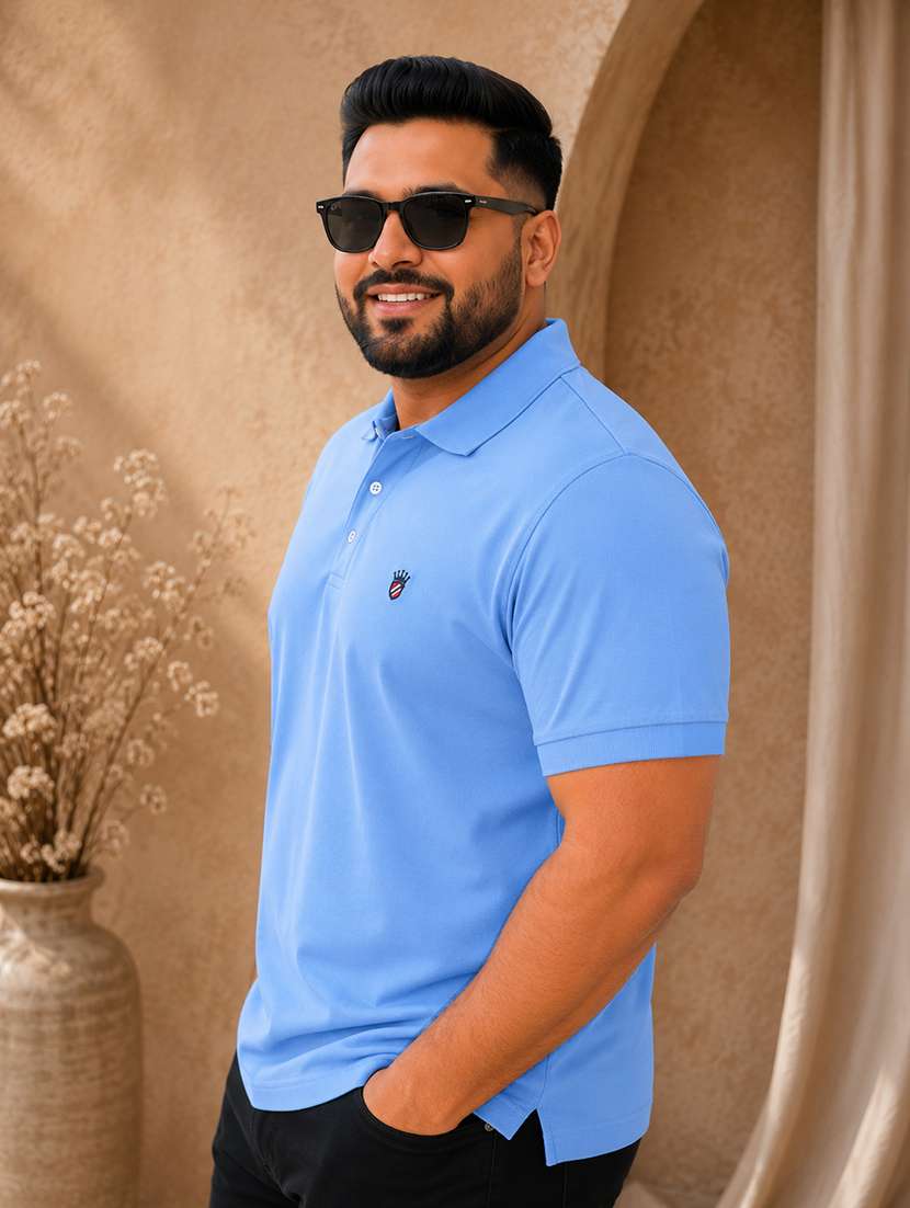 men solid short sleeves polo t-shirt