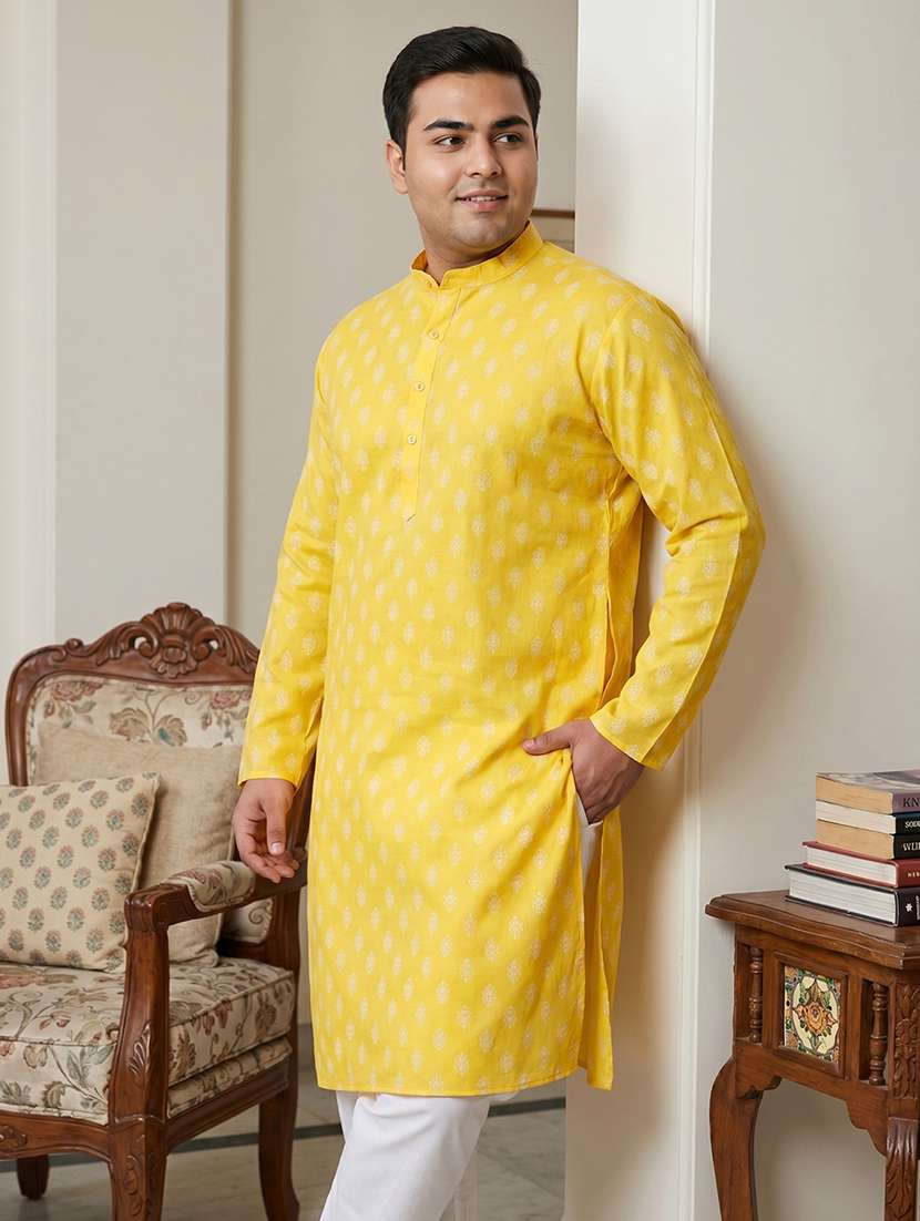 Men Printed Mandarin Neck Kurta Pyjama Set - 22595346 -  Standard Image - 1