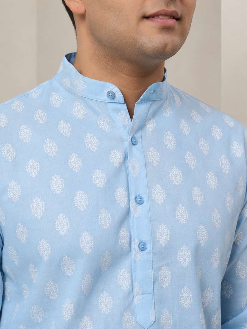 Men Printed Mandarin Neck Kurta Pyjama Set - 22595349 -  Standard Image - 4