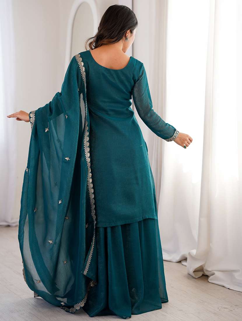 women embroidered long sleeves kurta palazzo set with dupatta - 22595396 -  Standard Image - 4