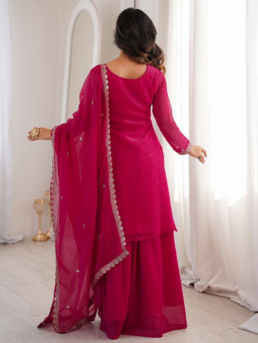 women embroidered long sleeves kurta palazzo set with dupatta - 22595397 -  Standard Image - 4