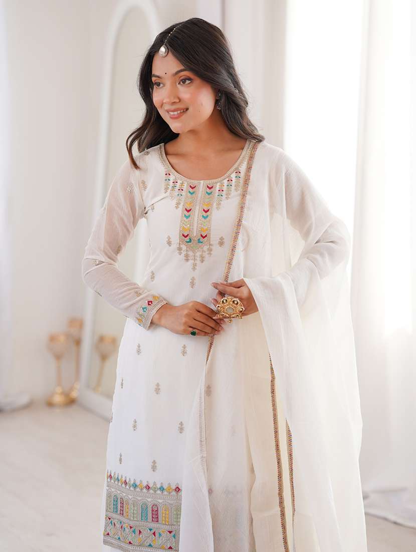 Women Embroidered Long Sleeves Kurta Palazzo Set With Dupatta - 22595398 -  Standard Image - 1