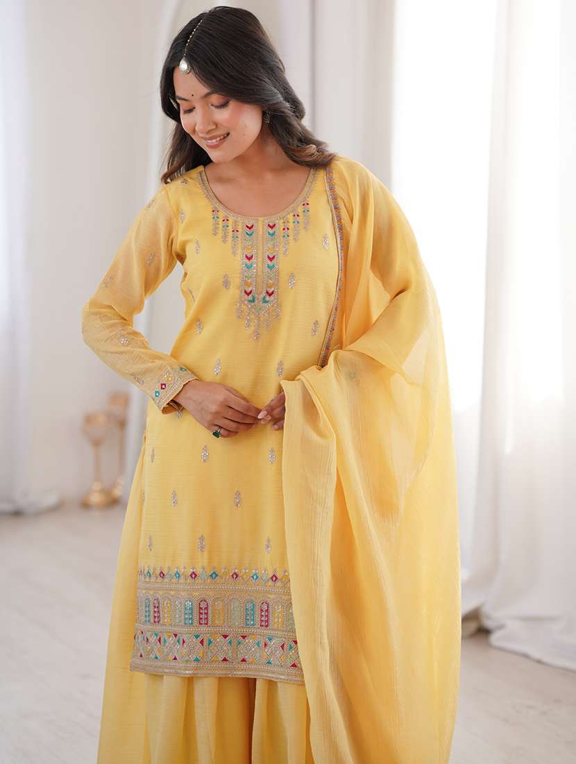 Women Embroidered Long Sleeves Kurta Palazzo Set With Dupatta - 22595399 -  Standard Image - 1