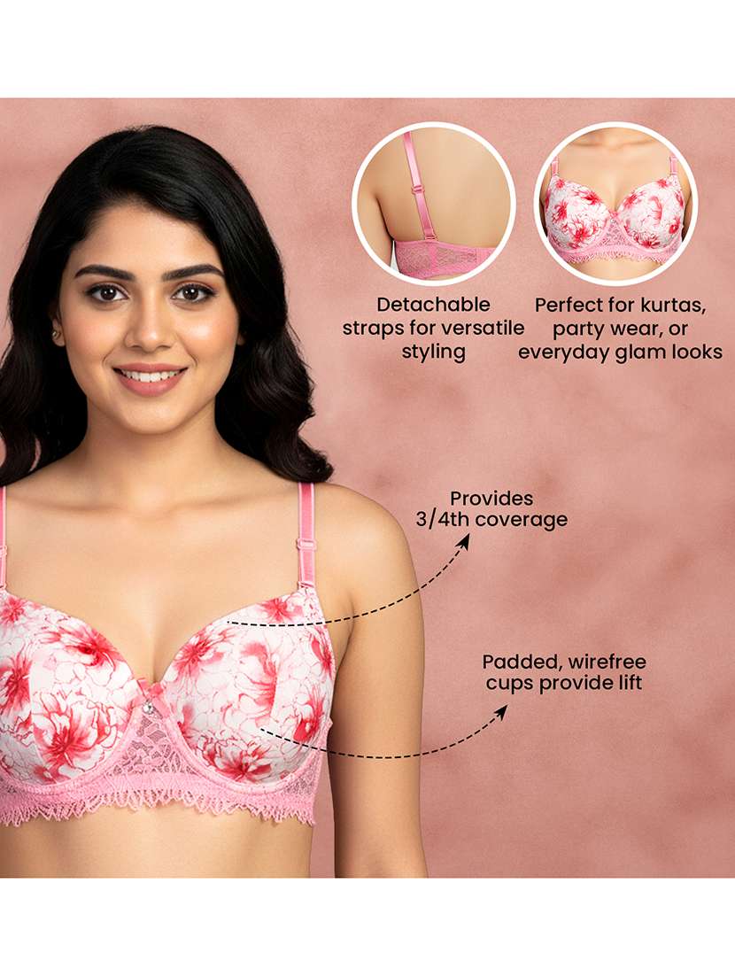 women printed three fourth coverage t-shirt bra - 22595481 -  Standard Image - 4