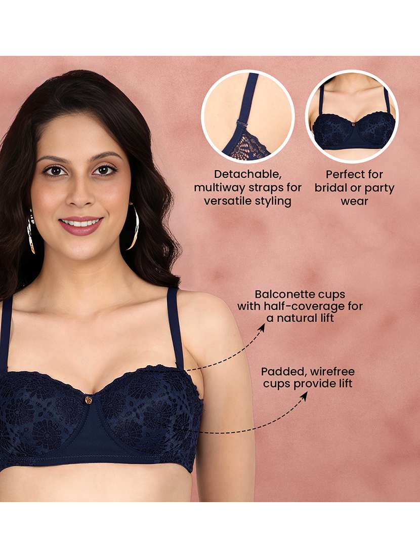Women Self Design Half Coverage Balconette Bra - 22595486 -  Standard Image - 4