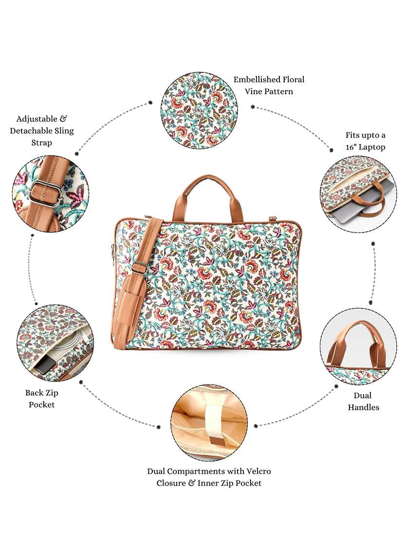 Women Embroidered Regular Laptop Bag - 22595520 -  Standard Image - 4