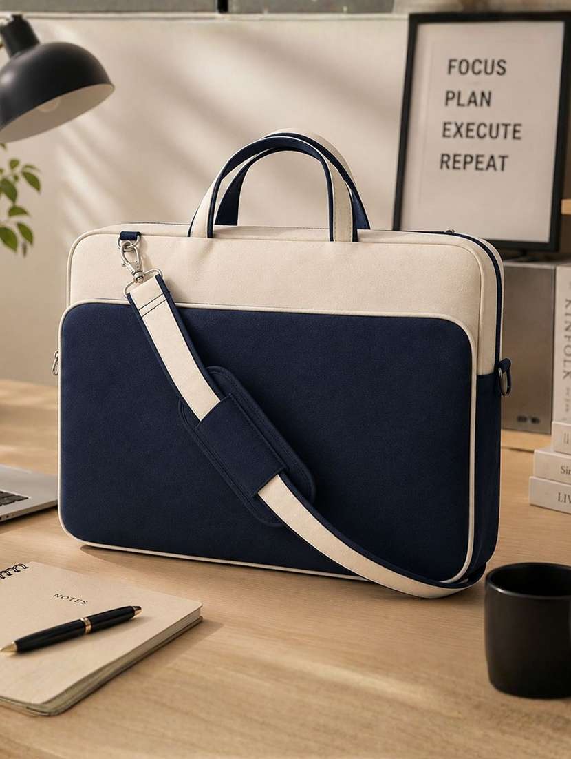 women colourblocked regular laptop bag