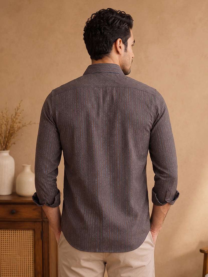 men striped long sleeve regular fit casual shirt - 22595535 -  Standard Image - 4