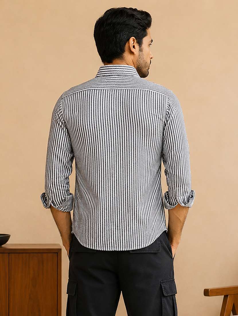 men striped long sleeve regular fit casual shirt - 22595537 -  Standard Image - 4