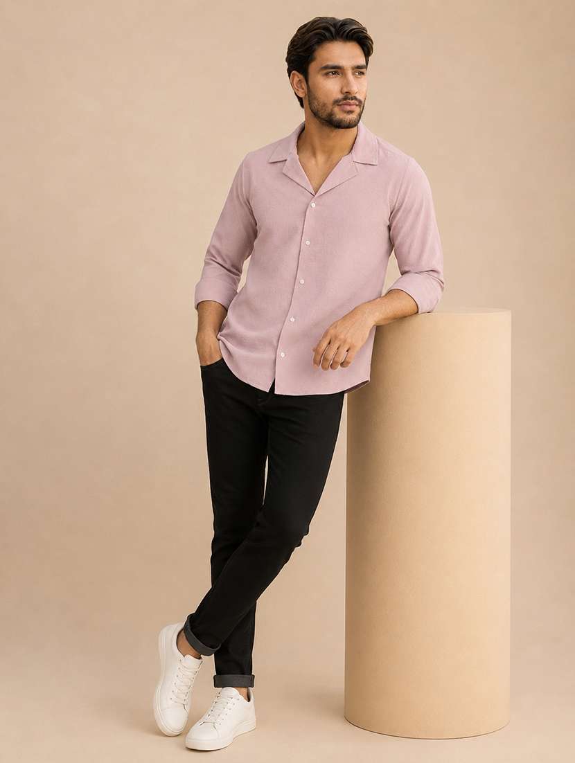 Men Solid Long Sleeve Regular Fit Casual Shirt - 22595571 -  Standard Image - 4
