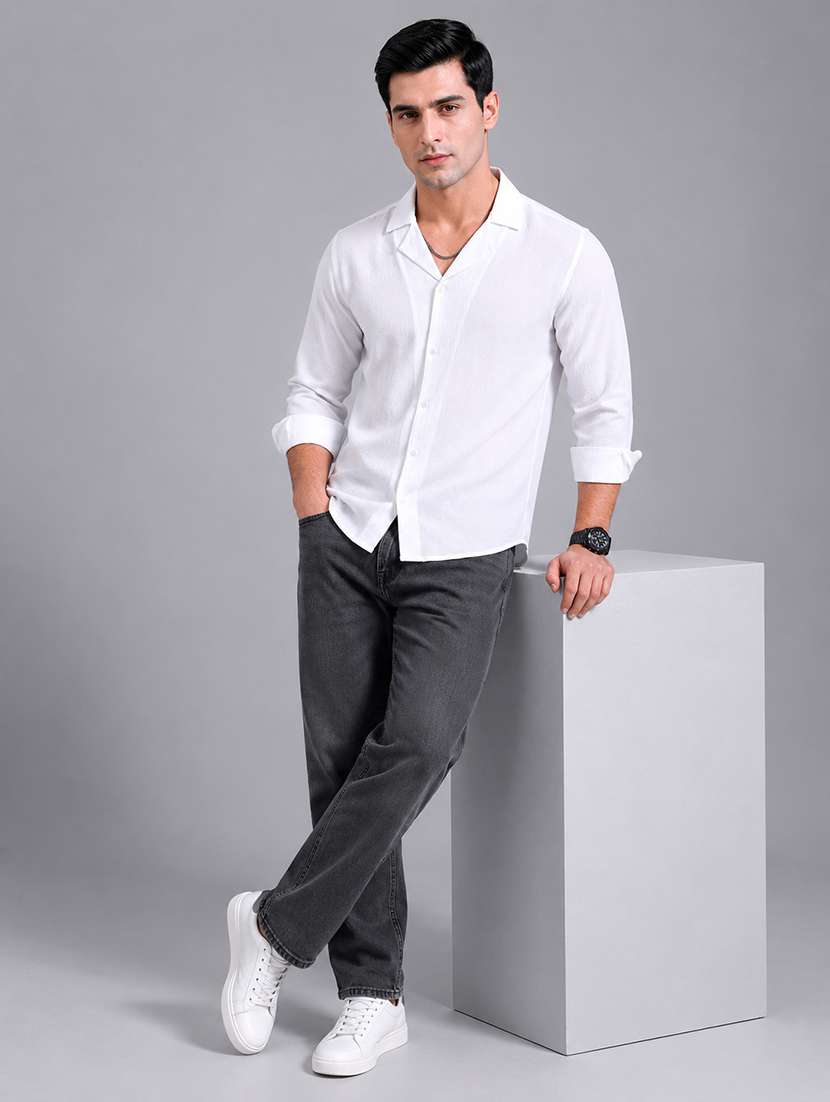 Men Solid Long Sleeve Regular Fit Casual Shirt - 22595573 -  Standard Image - 4