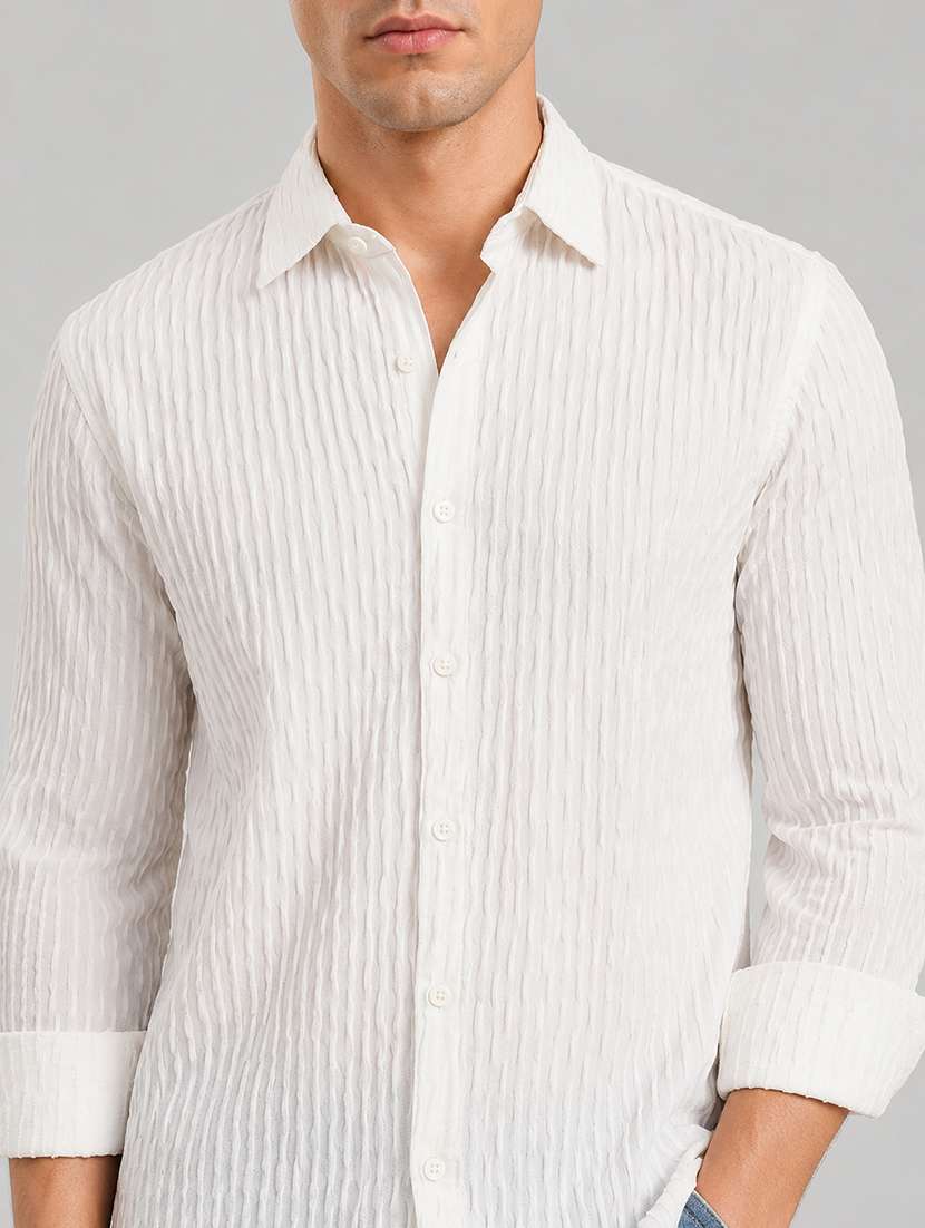 men self design long sleeve regular fit casual shirt - 22595600 -  Standard Image - 1