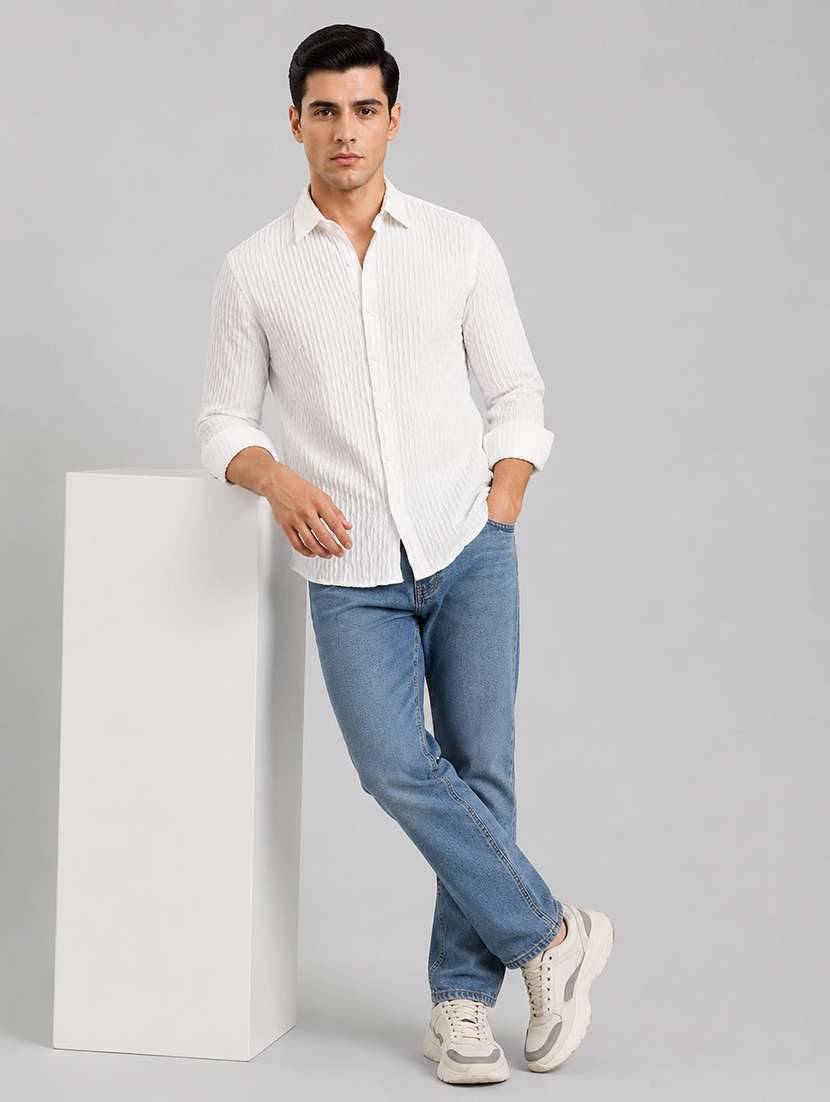 men self design long sleeve regular fit casual shirt - 22595600 -  Standard Image - 4