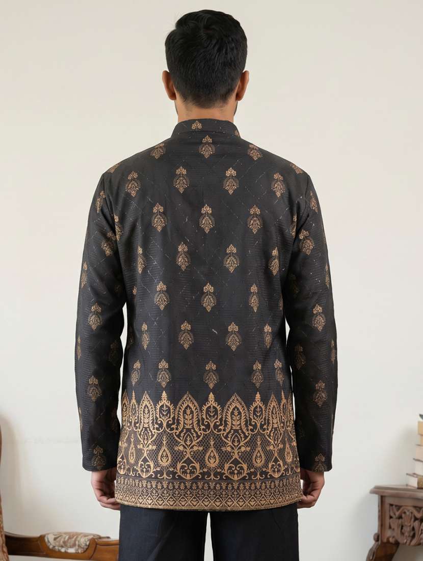 men printed mandarin neck short kurta - 22595954 -  Standard Image - 4