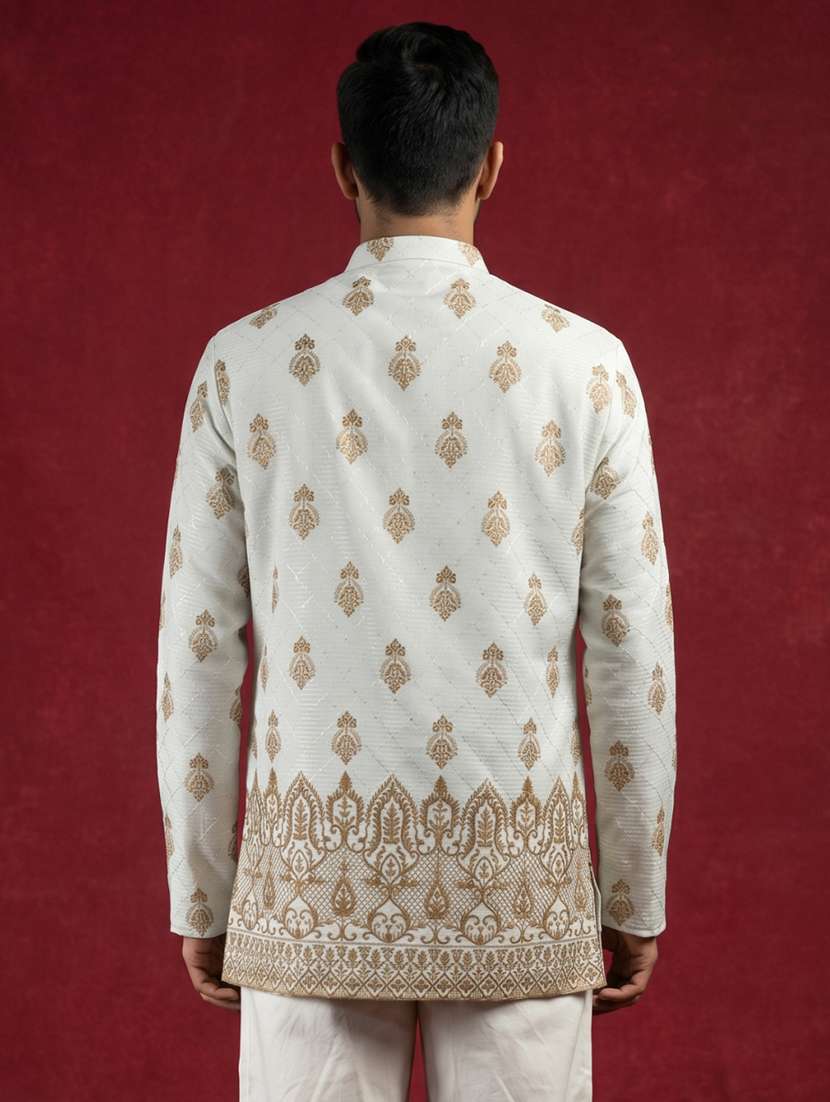 men printed mandarin neck short kurta - 22595955 -  Standard Image - 4
