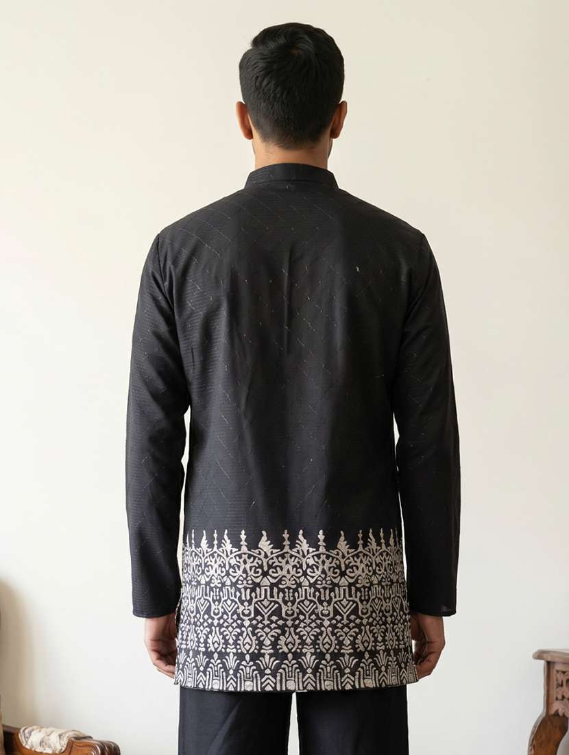 men printed mandarin neck short kurta - 22595956 -  Standard Image - 4