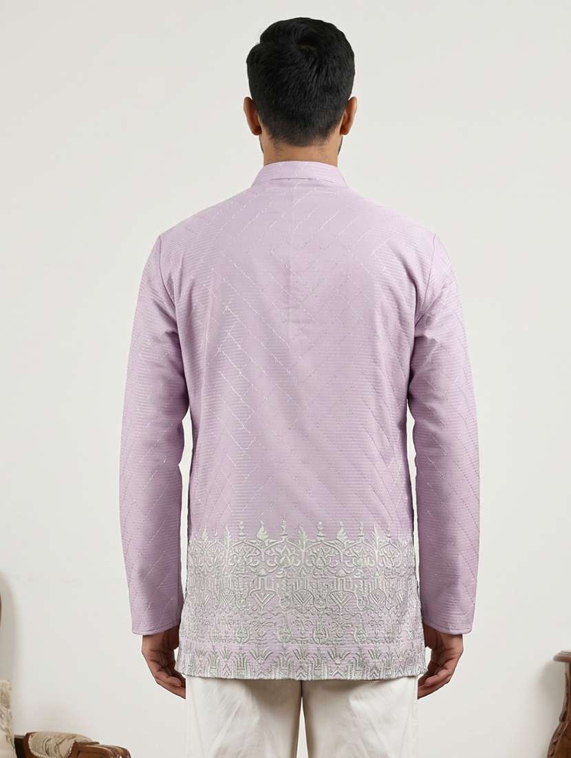 men printed mandarin neck short kurta - 22595957 -  Standard Image - 4