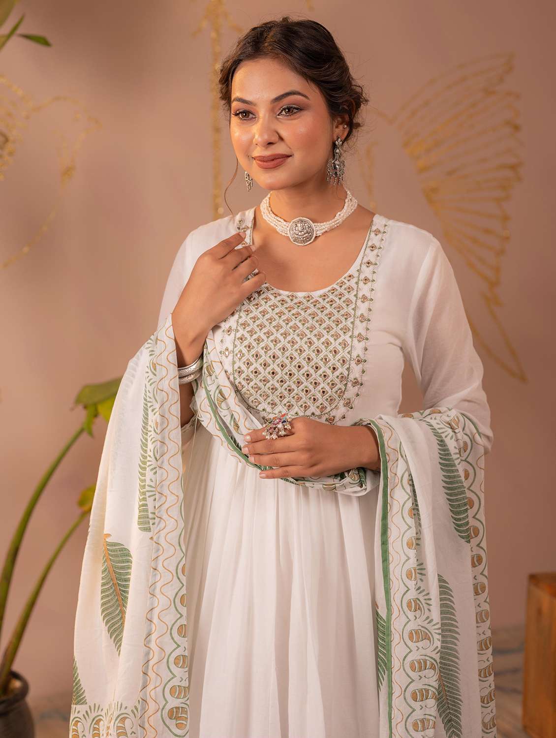 women printed three quarter sleeves kurta dupatta set - 22595985 -  Standard Image - 4