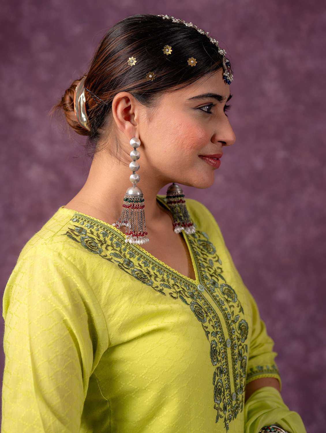 Women Embroidered Three Quarter Sleeves Kurta Pant Set With Dupatta - 22596008 -  Standard Image - 1