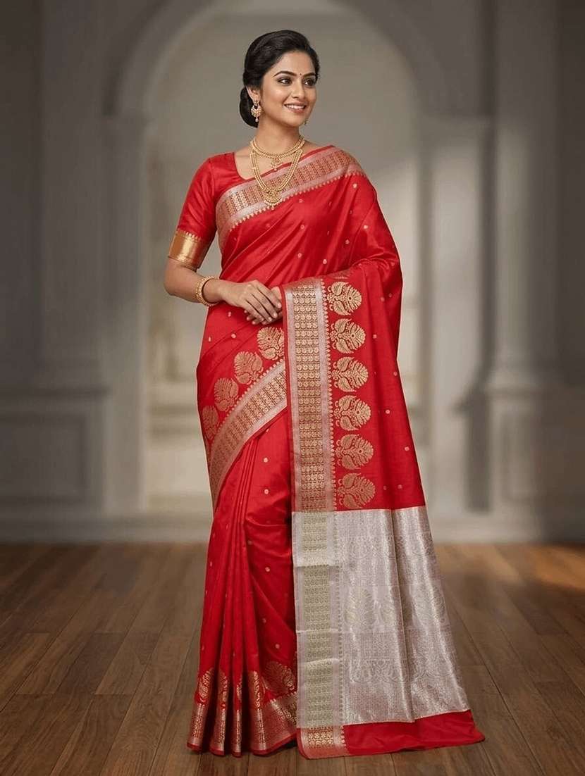 women self design banarasi saree with blouse