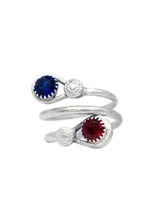 Oxidized Multi-color Stone Toe Ring Set - 22596189 -  Standard Image - 1