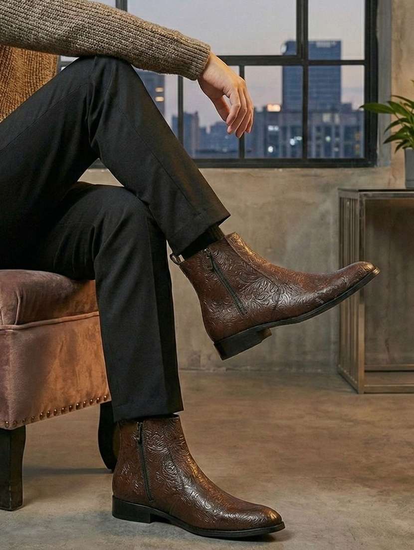 men textured high ankle boots - 22596198 -  Standard Image - 4